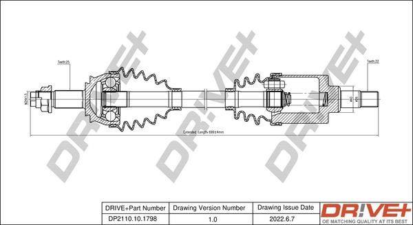 Axle shaft Citroen Nemo: DP2110101798 Dr!ve+ Drive shaft