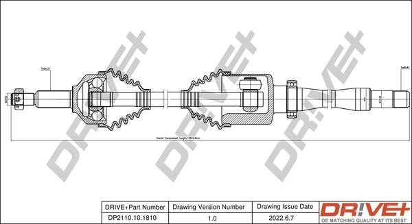 CV axle Ford Transit: DP2110101810 Dr!ve+ Drive shaft