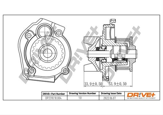 Water pump for engine Fiat Idea: DP231010004 Dr!ve+ Water Pump, engine cooling