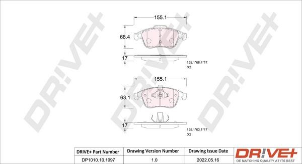 Dr!ve+ DP1010.10.1097 Brake Pad Set, disc brake DP1010101097