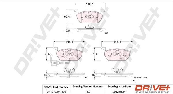 Dr!ve+ DP1010.10.1103 Brake Pad Set, disc brake DP1010101103