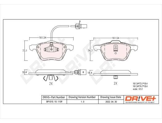 Dr!ve+ DP1010.10.1109 Brake Pad Set, disc brake DP1010101109