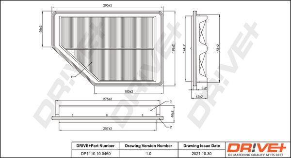 Dr!ve+ DP1110.10.0460 Air filter DP1110100460 DP1110100460 Dr!ve+ Air filter