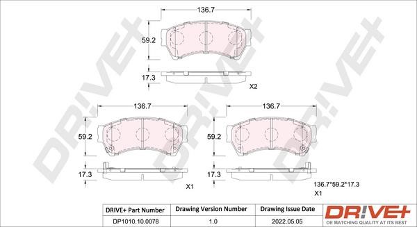 Dr!ve+ DP1010.10.0078 Brake Pad Set, disc brake DP1010100078