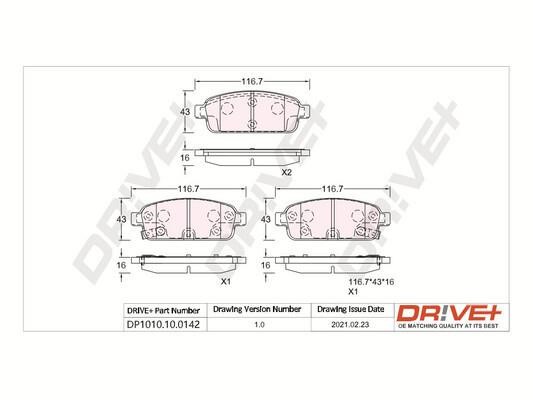 Dr!ve+ DP1010.10.0142 Brake Pad Set, disc brake DP1010100142