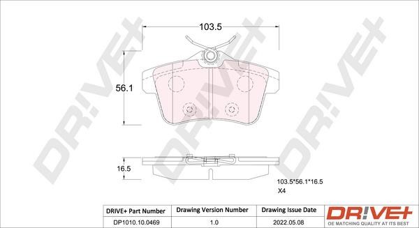Dr!ve+ DP1010.10.0469 Brake Pad Set, disc brake DP1010100469