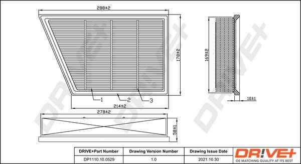 Dr!ve+ DP1110.10.0529 Air filter DP1110100529 DP1110100529 Dr!ve+ Air filter