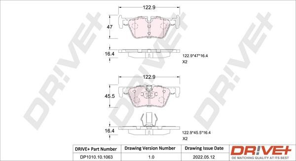 Dr!ve+ DP1010.10.1063 Rear disc brake pads, set DP1010101063