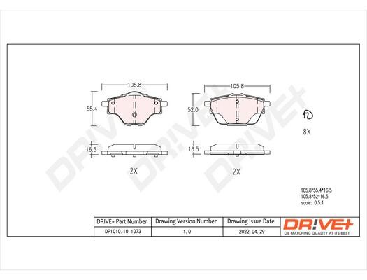 Dr!ve+ DP1010.10.1073 Brake Pad Set, disc brake DP1010101073