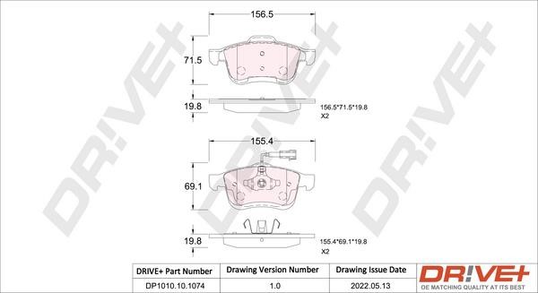 Dr!ve+ DP1010.10.1074 Brake Pad Set, disc brake DP1010101074