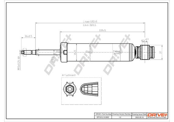 Suspension strut Audi A1: DP1610100002 Dr!ve+ Shock absorber assy