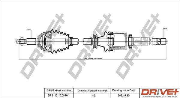 Dr!ve+ DP2110.10.0816 Drive shaft DP2110100816