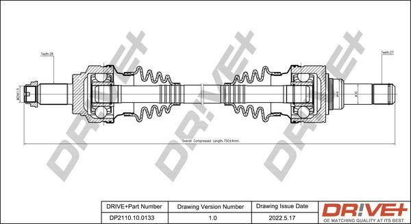 CV axle BMW 2 series: DP2110100133 Dr!ve+ Drive shaft