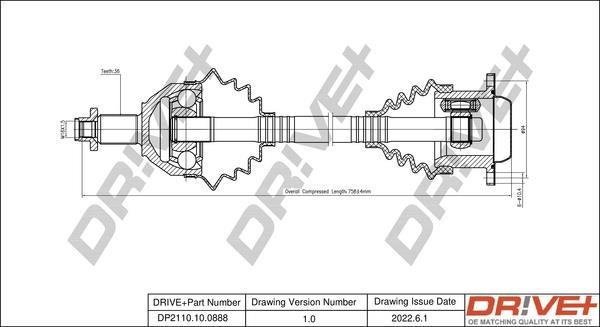 DP2110100888 Dr!ve+ Drive shaft