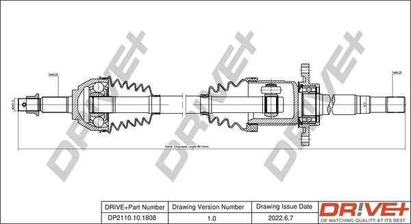 CV axle Renault Koleos: DP2110101808 Dr!ve+ Drive shaft