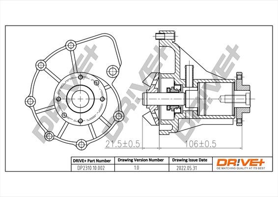 Car water pump Daewoo Korando: DP231010002 Dr!ve+ Water Pump, engine cooling