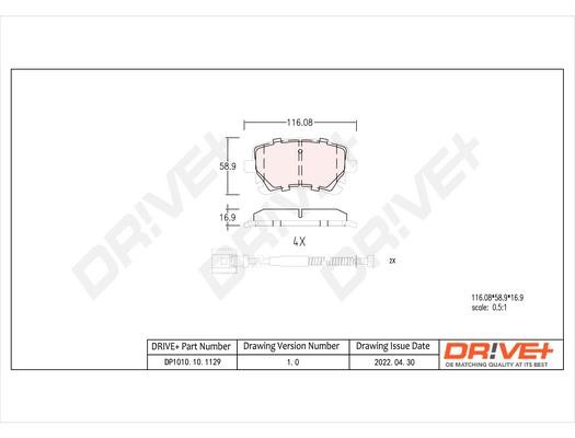 Dr!ve+ DP1010.10.1129 Brake Pad Set, disc brake DP1010101129