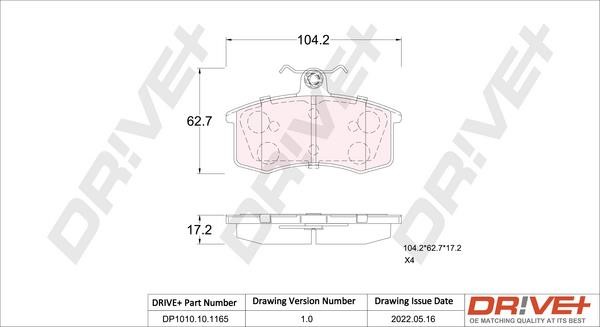 Dr!ve+ DP1010.10.1165 Brake Pad Set, disc brake DP1010101165