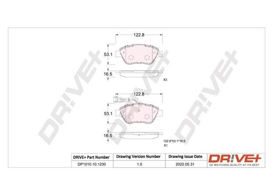 Dr!ve+ DP1010.10.1230 Brake pad set DP1010101230 DP1010101230 Dr!ve+ Brake pad set
