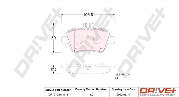 Dr!ve+ DP1010.10.1115 Brake Pad Set, disc brake DP1010101115