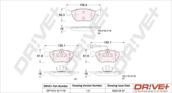 Dr!ve+ DP1010.10.1116 Brake Pad Set, disc brake DP1010101116