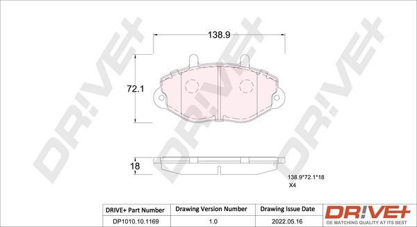 Dr!ve+ DP1010.10.1169 Brake Pad Set, disc brake DP1010101169