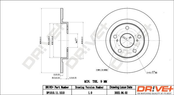 Dr!ve+ DP1010.11.1510 Rear brake disc, non-ventilated DP1010111510