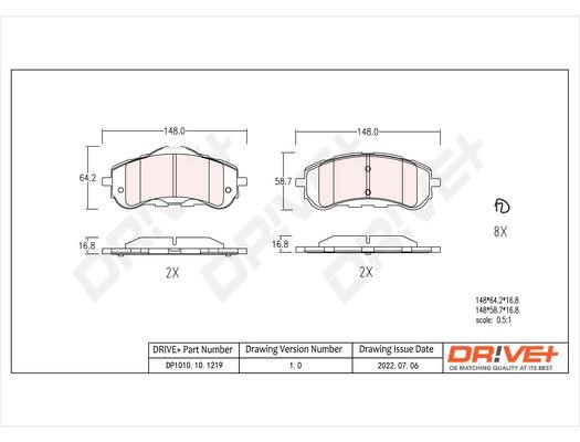 Dr!ve+ DP1010.10.1219 Brake Pad Set, disc brake DP1010101219