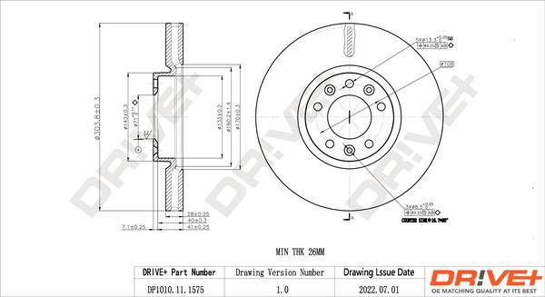 Dr!ve+ DP1010.11.1575 Front brake disc ventilated DP1010111575