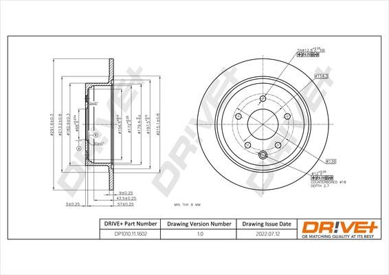 Dr!ve+ DP1010.11.1602 Rear brake disc, non-ventilated DP1010111602