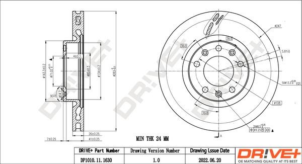Dr!ve+ DP1010.11.1630 Front brake disc ventilated DP1010111630