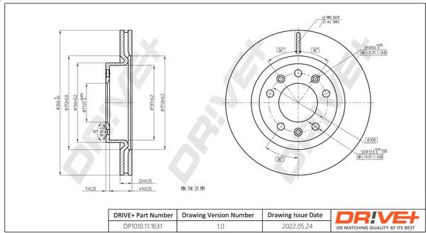 Dr!ve+ DP1010.11.1631 Front brake disc ventilated DP1010111631