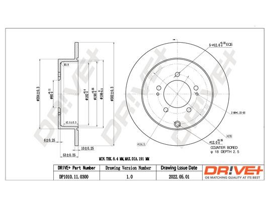 Dr!ve+ DP1010.11.0300 Rear brake disc, non-ventilated DP1010110300
