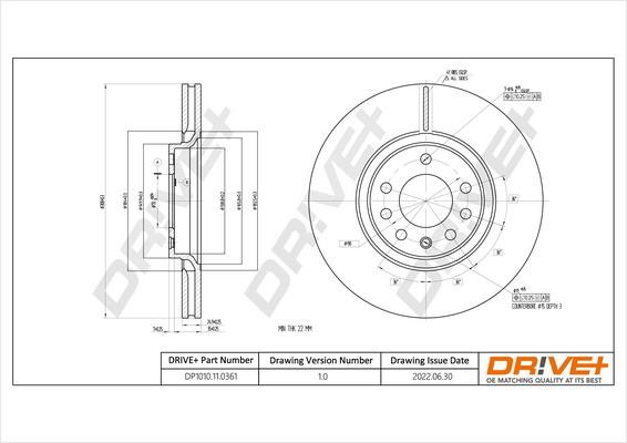 Dr!ve+ DP1010.11.0361 Front brake disc ventilated DP1010110361