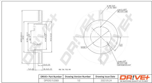 Dr!ve+ DP1010.11.0369 Front brake disc ventilated DP1010110369