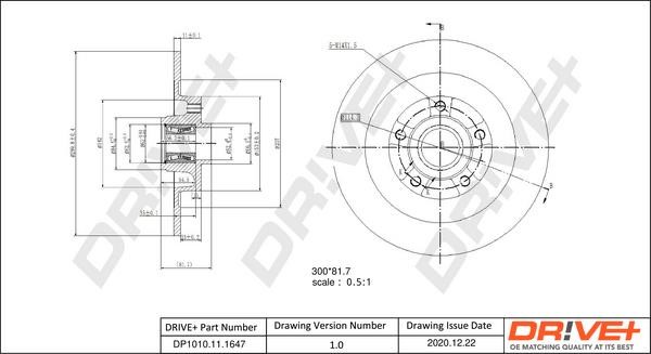 Dr!ve+ DP1010.11.1647 Brake disc DP1010111647 DP1010111647 Dr!ve+ Brake disc