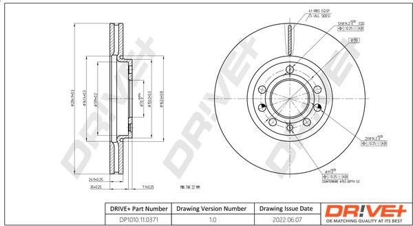 Dr!ve+ DP1010.11.0371 Front brake disc ventilated DP1010110371