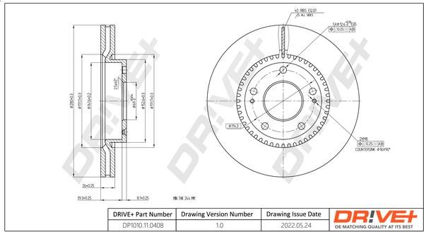 Dr!ve+ DP1010.11.0408 Front brake disc ventilated DP1010110408