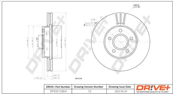 Dr!ve+ DP1010.11.0854 Front brake disc ventilated DP1010110854