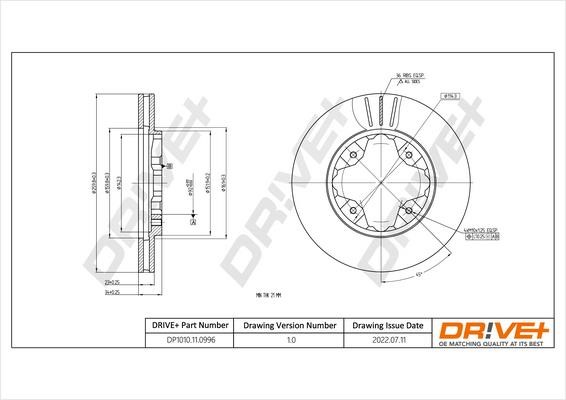 Dr!ve+ DP1010.11.0996 Front brake disc ventilated DP1010110996