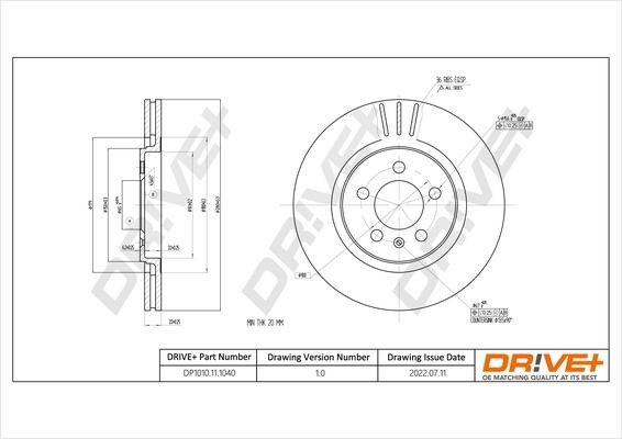 Dr!ve+ DP1010.11.1040 Front brake disc ventilated DP1010111040