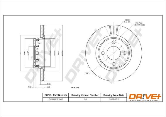 Dr!ve+ DP1010.11.1042 Front brake disc ventilated DP1010111042
