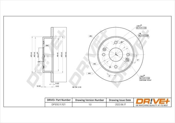 Dr!ve+ DP1010.11.1121 Rear brake disc, non-ventilated DP1010111121