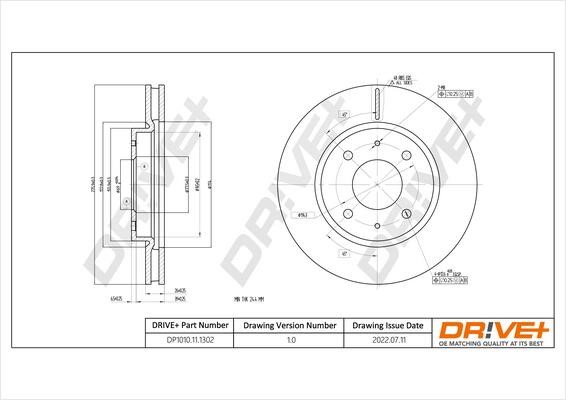 Dr!ve+ DP1010.11.1302 Front brake disc ventilated DP1010111302