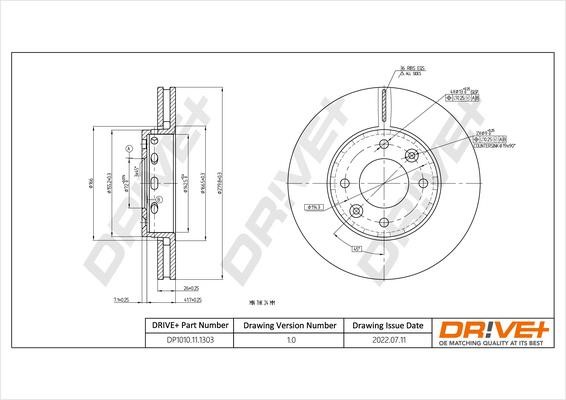 Dr!ve+ DP1010.11.1303 Front brake disc ventilated DP1010111303
