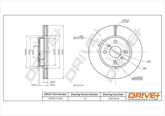 Dr!ve+ DP1010.11.1366 Front brake disc ventilated DP1010111366
