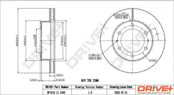 Dr!ve+ DP1010.11.1459 Front brake disc ventilated DP1010111459