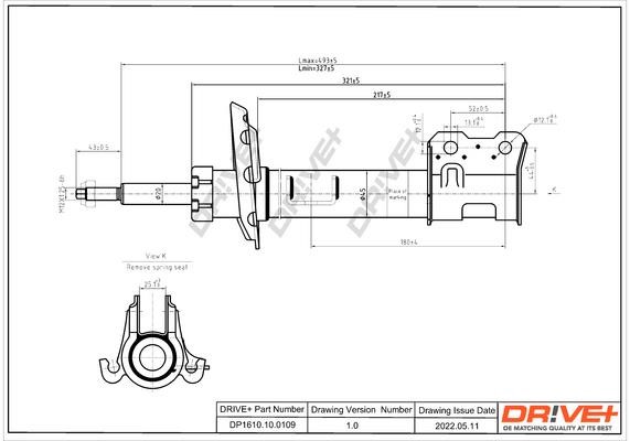 Suspension strut Opel Combo: DP1610100109 Dr!ve+ Shock absorber assy