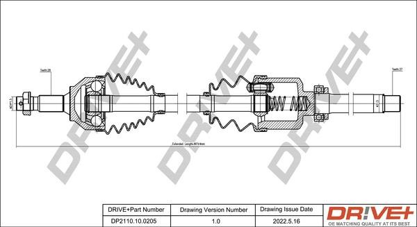 Driveshaft Citroen C6: DP2110100205 Dr!ve+ Drive shaft