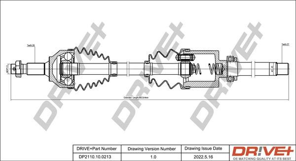 Axle shaft Citroen C6: DP2110100213 Dr!ve+ Drive shaft